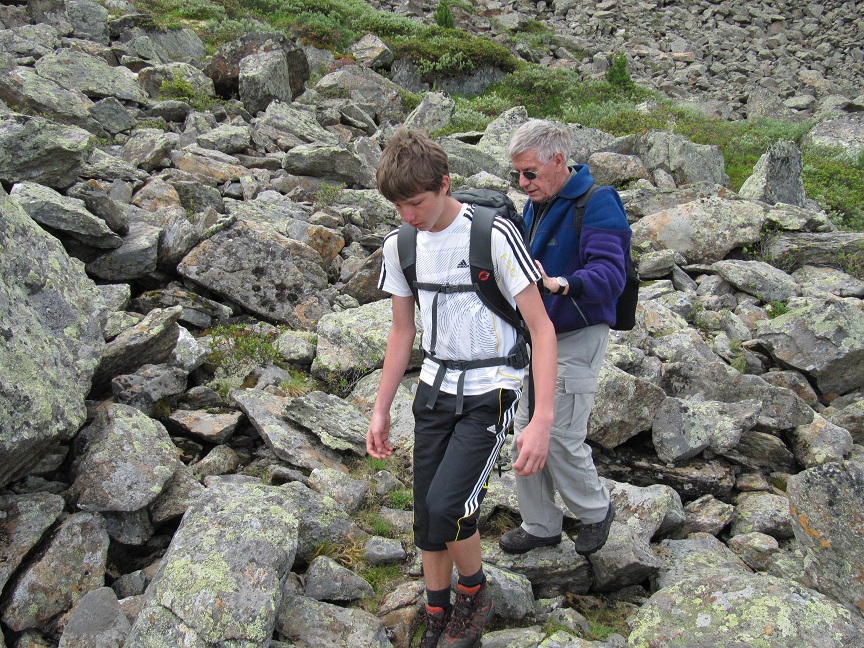 Tobias mit Peter beim Aufstieg zum Hochgutegg, Stubaier Alpen