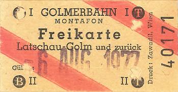 Golmerbahn Montafon Freikarte Latschau-Golm und zurück