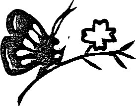 s/w-Grafik: Schmetterling auf Blumenstengel