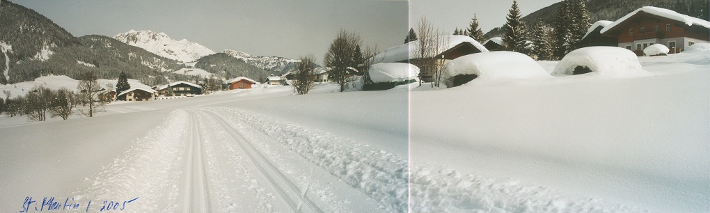 Panorama-Breitbild, Ski-Langlauf in Sankt Martin im Februar 2005