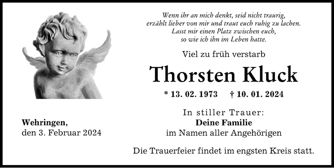Traueranzeige Thorsten Kluck