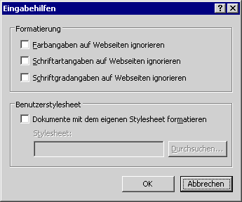 Dialogfenster Eingabehilfen